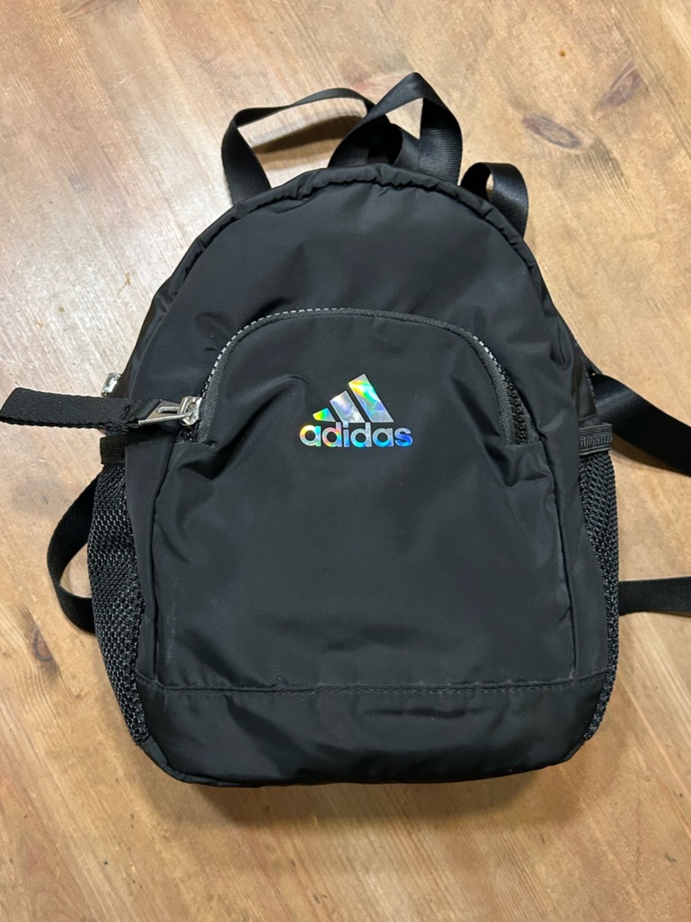 adidas Black Mini Backpack with Iridescent Logo